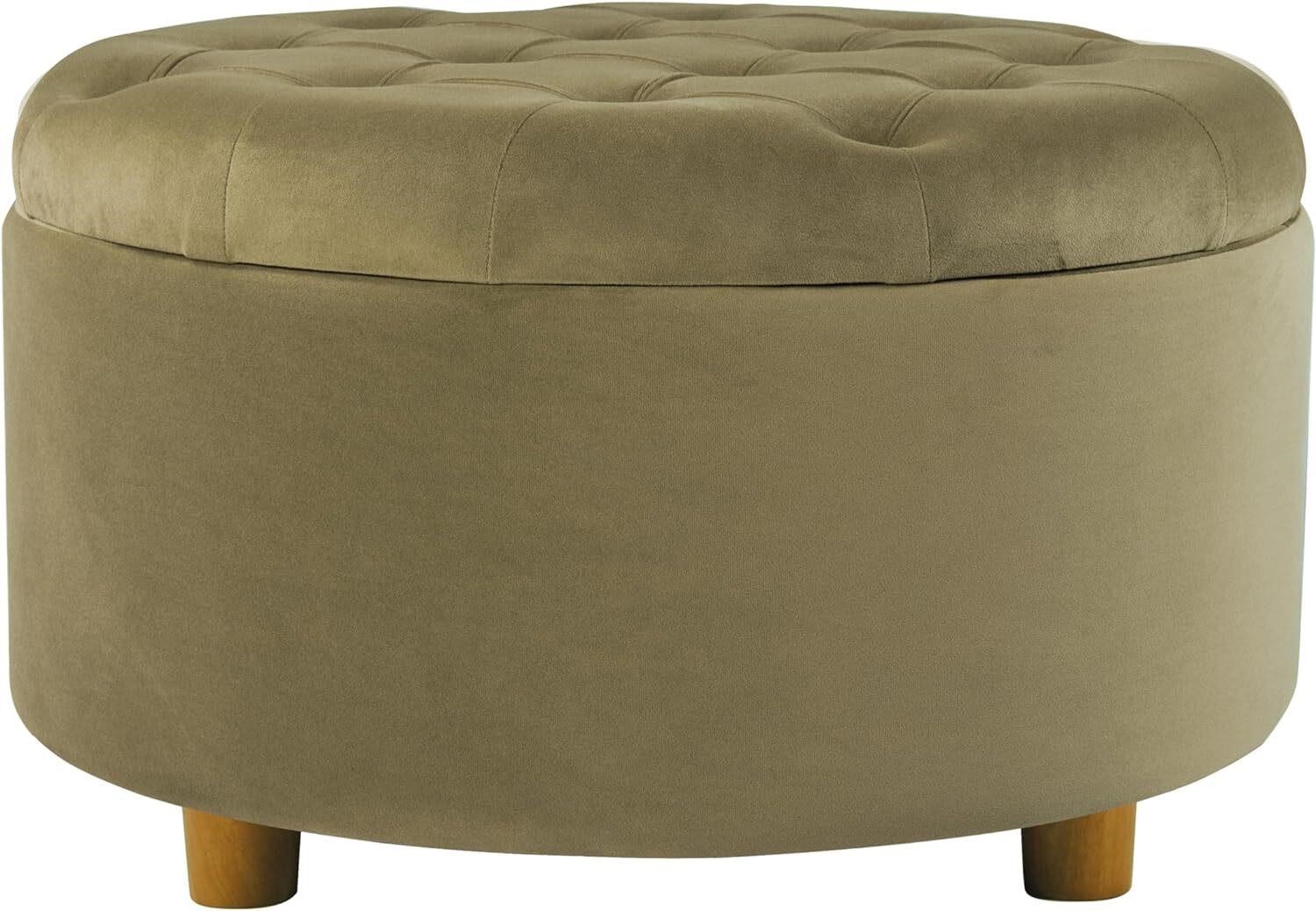 HomePop Button Tufted Velvet Storage Ottoman