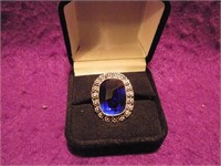 Stamped 925 Ring Size 8.25" Blue Stone