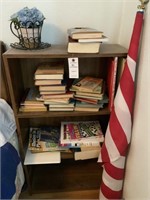 BOOKCASE+BOOKS & AMERICAN FLAG
