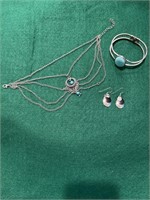 Silver chocker with turquoise balls,