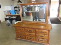 Pine Finish Triple Dresser w/ Mirror