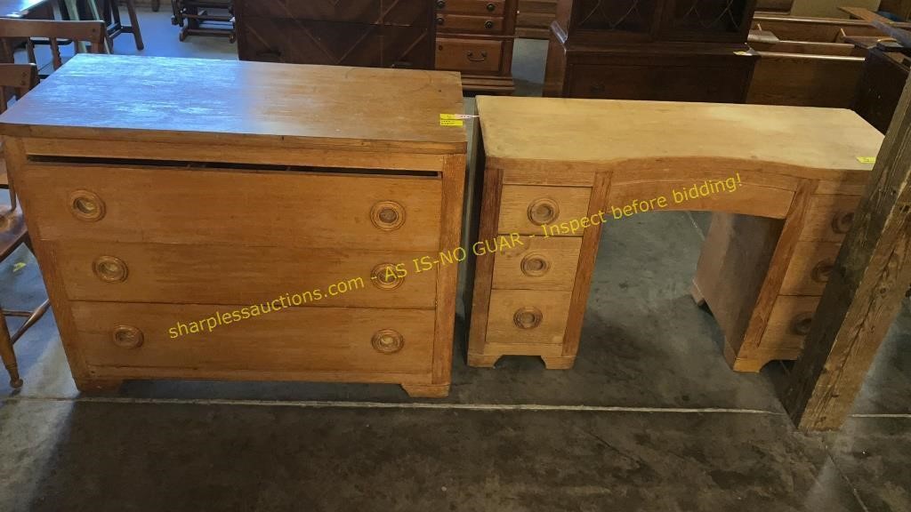 Solid wood desk and 3 drawer dresser