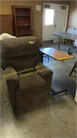 Brown recliner and adjustable table