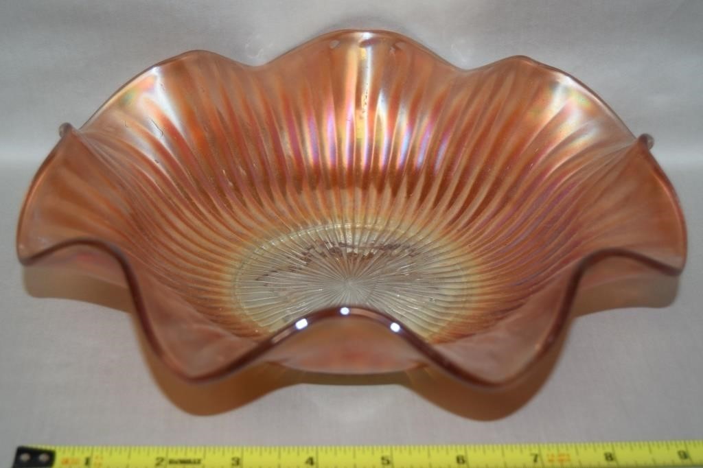 Northwood Marigold Carnival Glass Sunburst Bowl