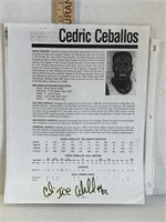 Signed Cedric Ceballos stats sheet Phoenix Suns