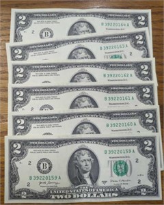 $12 consecutive serial number. Uncirculated $2