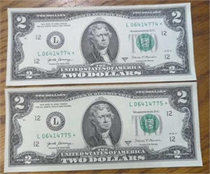 $4 Star note consecutive serial number