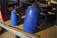 Two Enamel Pitchers Teapots