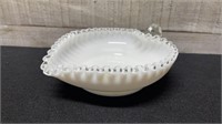 Vintage Milk Glass Heart Shaped Candy Dish 8"