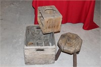 Wooden Crate, Stool,  Wooden Box