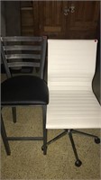 1 Bar Height Chair and  1 White Adjustable Chair