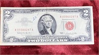 1963 $2 Red Seal Bill US Currency