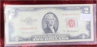 1953A $2 Red Seal Bill US Currency