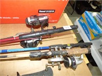 4 ASSORTED FISHING RODS AND REELS