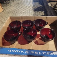6 Vintage Ruby Red Cups