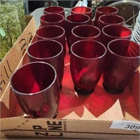 13 Vintage Ruby Red Glasses