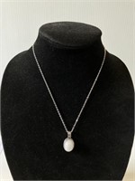 20" necklace - white jade sterling pendant