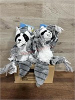 4 raccoon rope dog toys