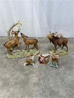 Ceramic deer figurines, Moose Figurine and small