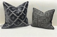 PAIR of Black/Grey Throw Square Pillows