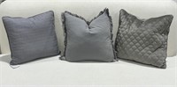 BUNDLE of THREE Square Grey Deco Throw Pillows