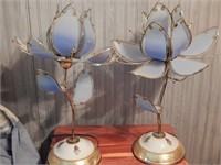 Pair of Pretty Blue Flower Lamps
