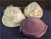 Three vintage ladies hats