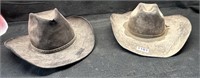 (2) BLACK FELT COWBOY HATS USED