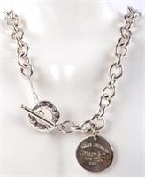 TIFFANY & CO. STERLING ROUND TAG 17.5" NECKLACE