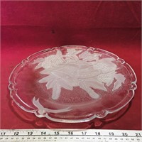 Christmas Holiday Glass Serving Tray