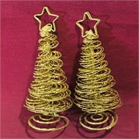 Pair Of Tin Christmas Treetop Decorations