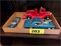 2 MODEL CARS- WOOD FIRE TRUCK