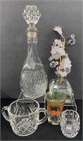 Vtg-Now Glass Lot-Decantor, Candle Holder, Misc.