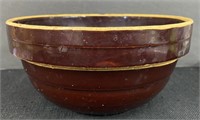 Vtg Brown Stoneware Crock Mixing Bowl USA 9"