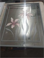 Glass Mirror with Flower Design