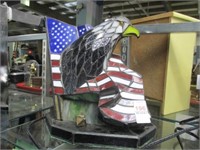 EAGLE & FLAG STAINED GLASS LAMP 10.5"