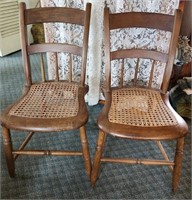 Antique Wood Chairs (2), cane seats