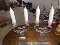 Pr of Crystal Candleabras