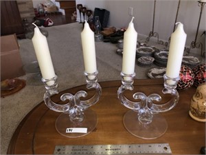 Pr of Crystal Candleabras
