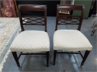PR OF VINTAGE CROSSHATCH BACK CHAIRS