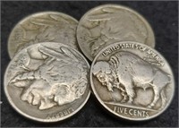 (4) XF Buffalo Nickels: 1924, 1926, 1929, 1935