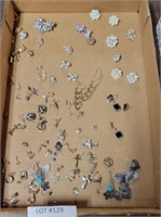 FLAT BOX OF COSTUME JEWELRY AND PARTS
