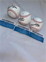 LOT OF 3 Lionel Messi Signed Baseballs + COA's