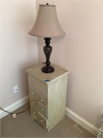 Wooden Cabinet & Lamp