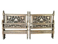 2 HEAVY CARVED ANTIQUE BEDS