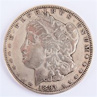 Coin 1891-CC Morgan Silver Dollar In Fine