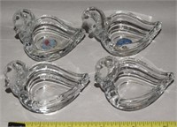 (4) Heisey Glass Swan Figural Salt Dip Cellars