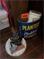 PLANTERS METAL WASTE CAN & METAL TINS