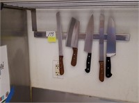 5 chef knives with 21" magnetic bar holder see**