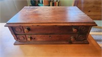 Antique 2 drawer cabinet, no key